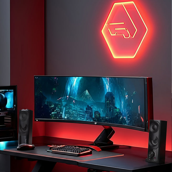 Audiocore AC955 2 i 1 2.0 PC-Högtalare Med Soundbar-Funktion RGB-Bakgrundsbelysning Stereohögtalare 2x3W RMS AUX 3,5 mm USB-Driven