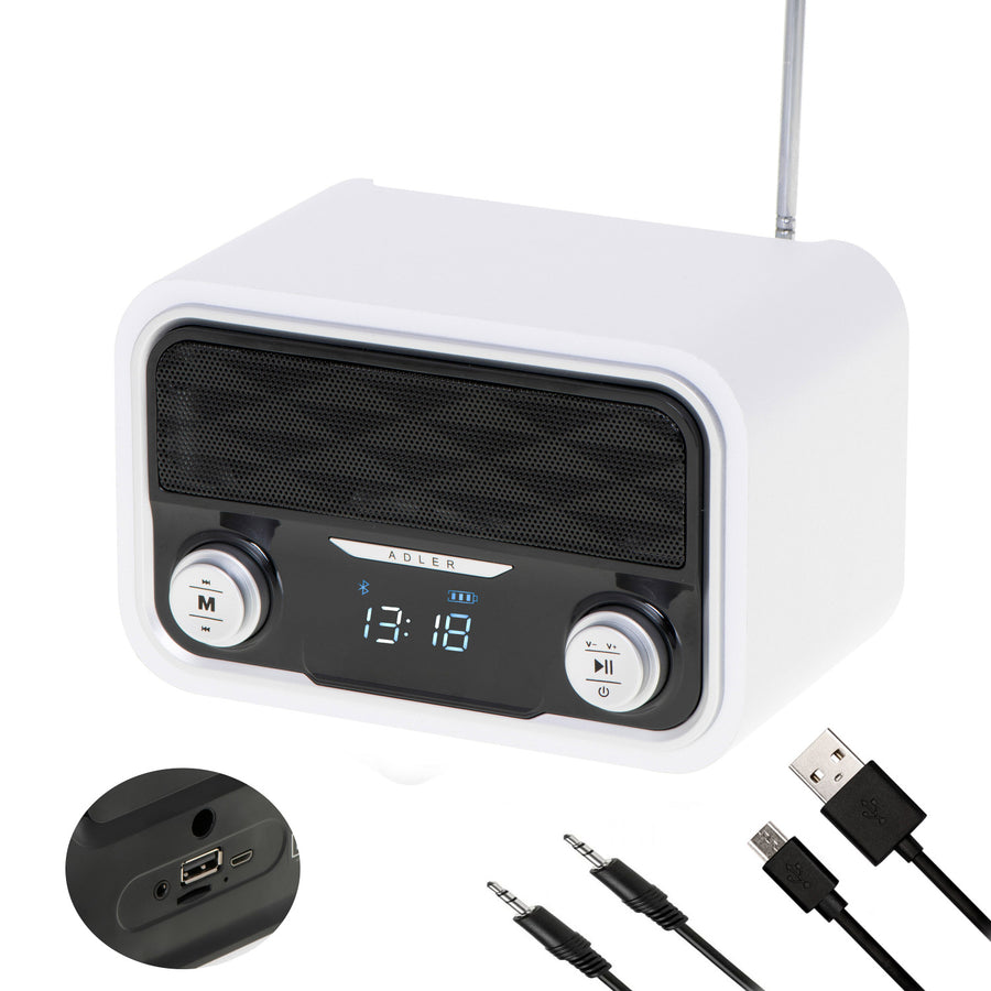 Radio FM Bluetooth 1800 mAh SD USB MP3 AUX LCD Adler AD 1185