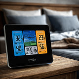 GreenBlue GB215 WiFi Väderstation Med Väderprognosapp Kompatibel Med TUYA Display 7 Språk Inomhus- Och Utomhustemperatur Månfasdisplay Datum- Och Dagvisning Väderprognosfunktion IPX4