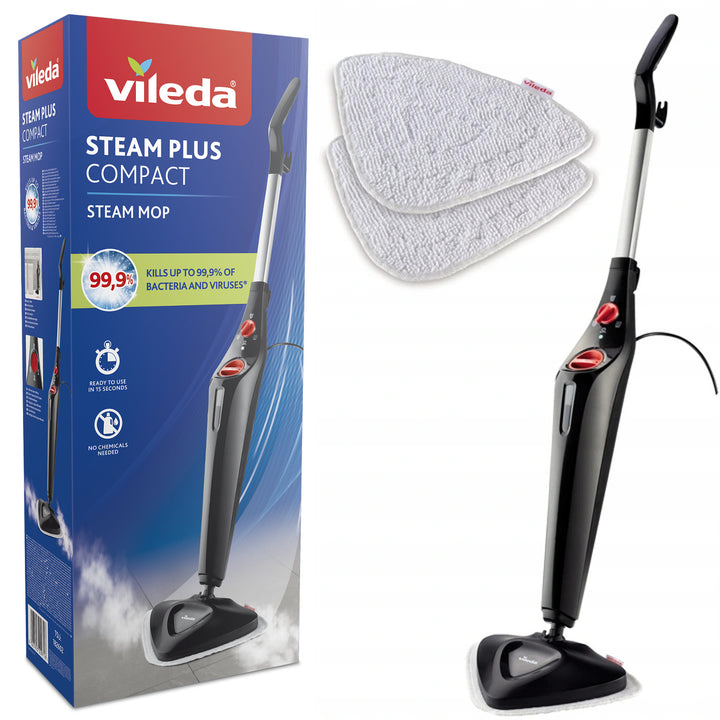 Vileda Steam Plus Compact ångmopp, effekt 1550 W, tankvolym 400 ml, 2 moppdukar,