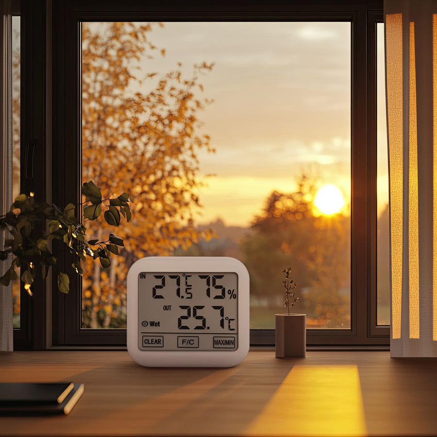 Green Blue GB381 Väderstation Med Extern Sond 1,5 m Kabellängd Bekväm Display Termometer Hygrometer Luftfuktighetsmätning Inomhus Och Utomhus