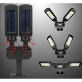 Maclean MCE447 Solcellsgatlampa Med Rörelse- Och Skymningssensor IP54 5W 2x 450 Lumen 6500K Två Ljuskällor Fjärrkontroll Solcellslampa Utomhusvägglampa Utomhusbelysning 3 Ljuslägen