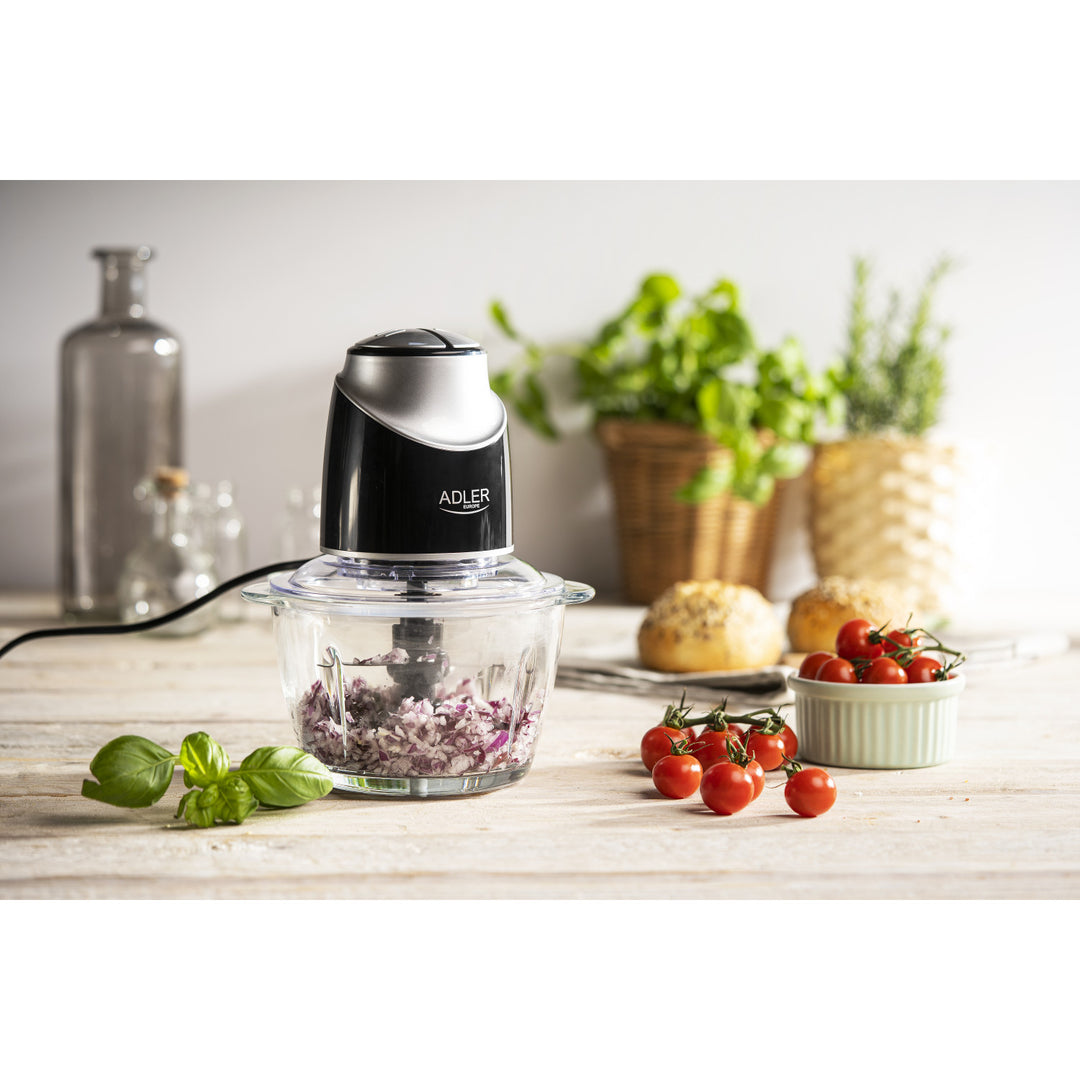 Hackare med glasskål Adler AD 4082 300W rostfritt stålblad