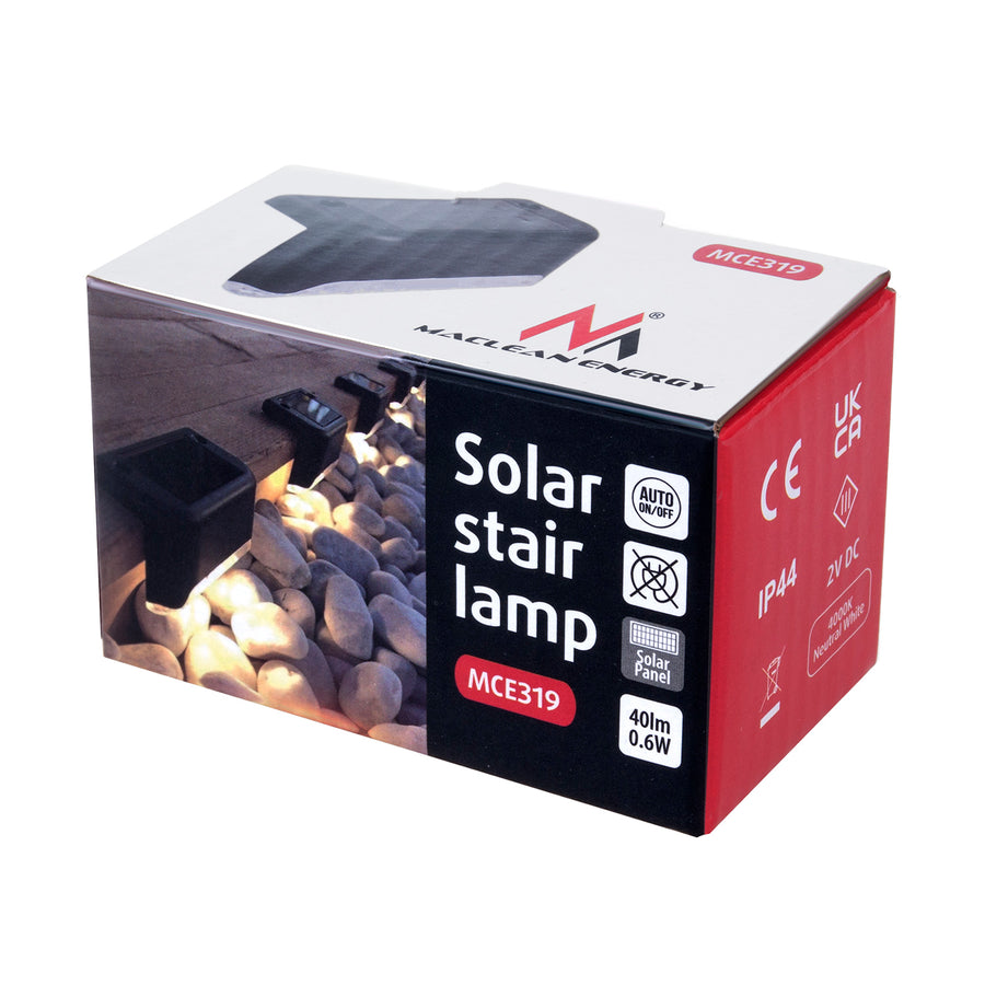 Maclean IP44, 4000K, Ni-MH 100 mAh, 80x45x45mm, skymningssensor MCE319 solcellsdriven terrasslampa