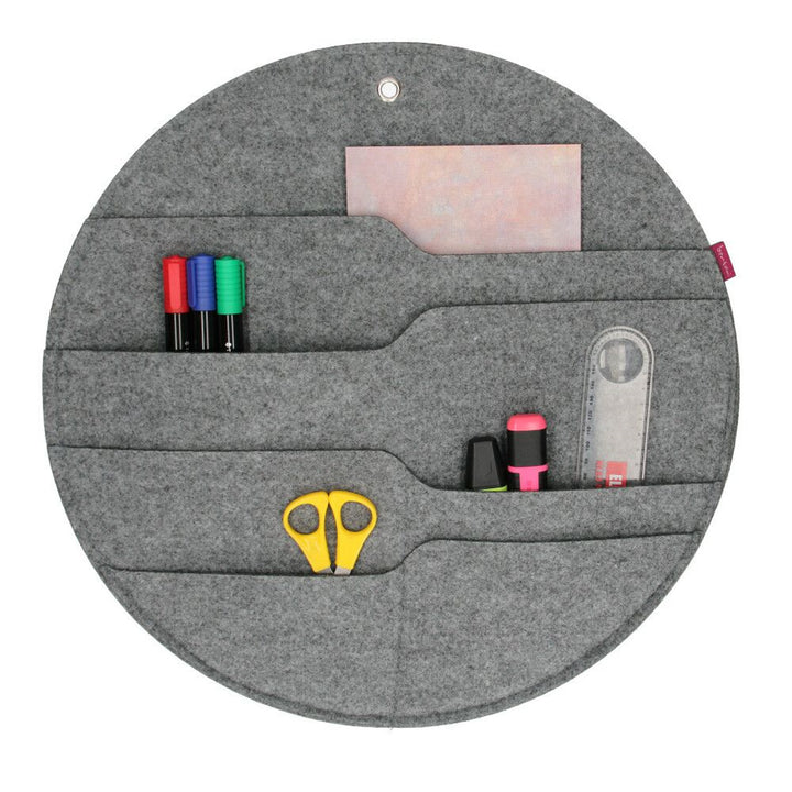Bertoni väggorganisatör i filt Circle XL diameter 45 cm - grå, 4 fickor