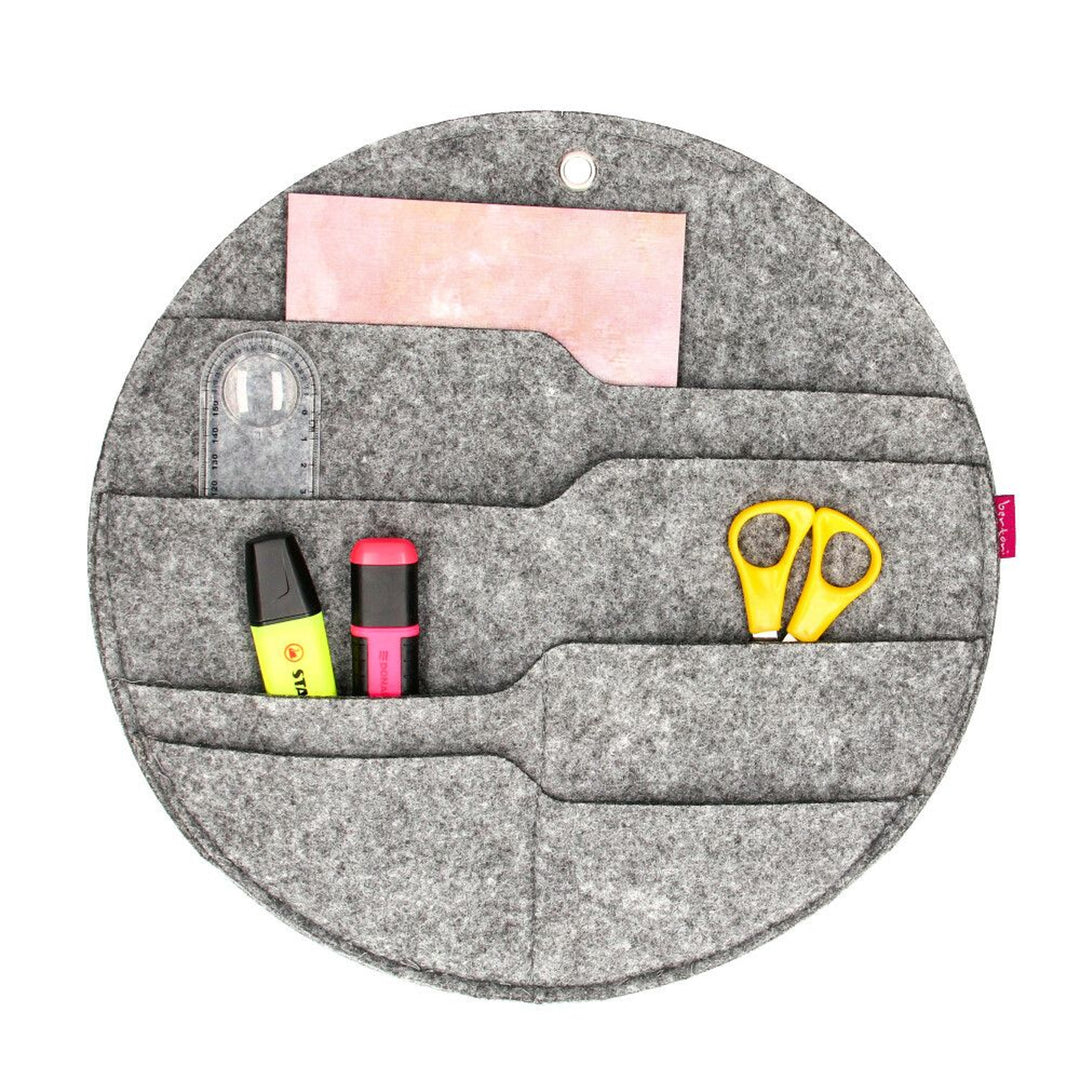 Bertoni väggorganisatör i filt Circle L diameter 35 cm - grå, 4 fickor
