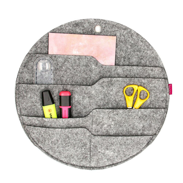 Bertoni väggorganisatör i filt Circle L diameter 35 cm - grå, 4 fickor