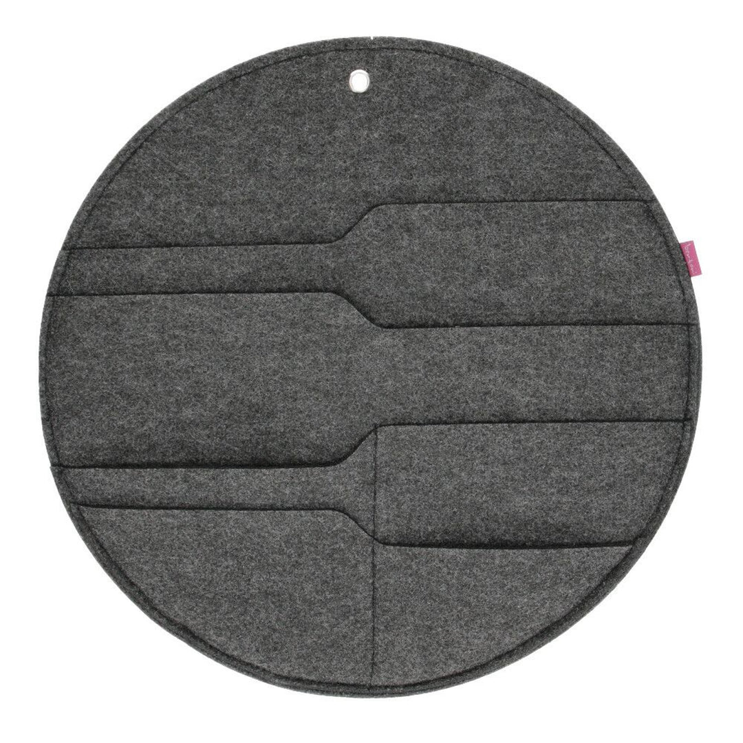Bertoni väggorganisatör i filt Circle L diameter 35 cm - antracit, 4 fickor