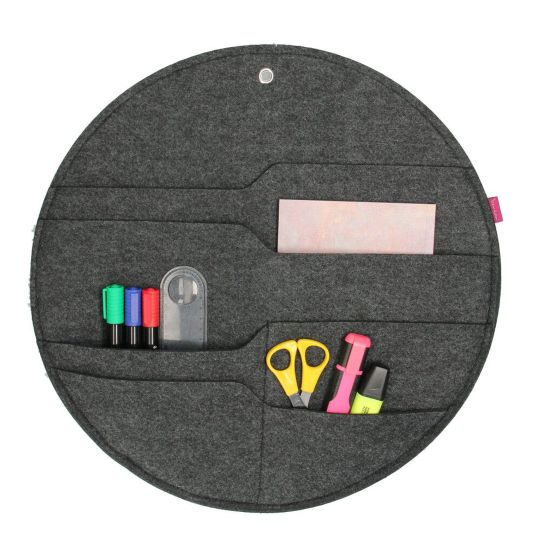 Bertoni väggorganisatör i filt Circle XL diameter 45 cm - antracit, 4 fickor
