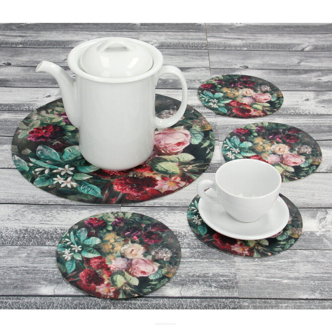 Set med runda bordsunderlägg i filt 1 + 4 - BUNCH