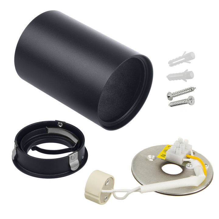 Maclean Round Plafond Black MCE422 B + LED-lampa GU10 5W 4000K