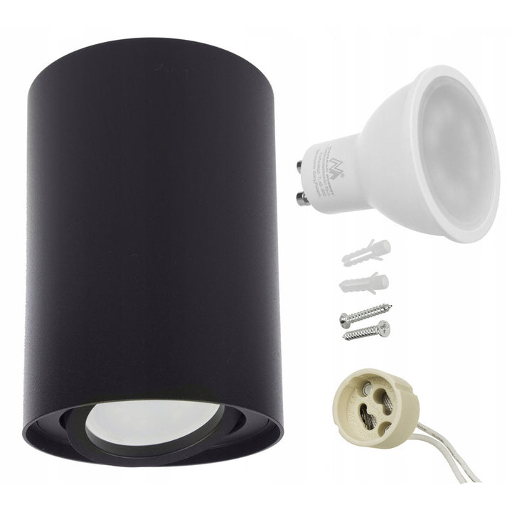 Maclean Round Plafond Black MCE422 B + LED-lampa GU10 5W 4000K