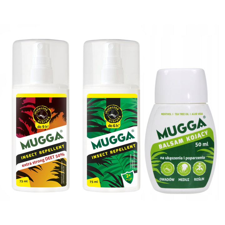 Set 2x Mugga 50% + 9,5% Family Deet + lugnande balsam 50ml