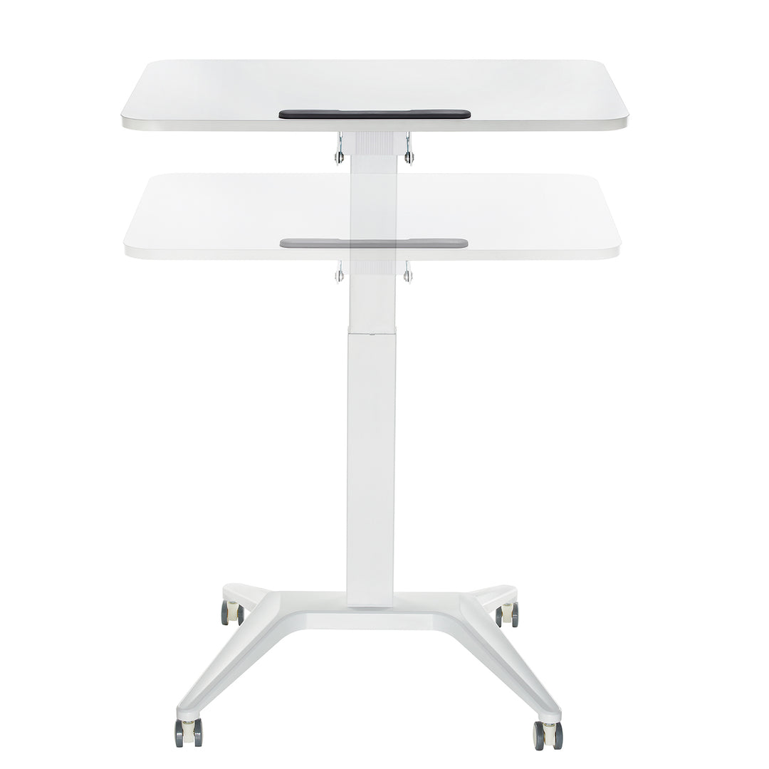 Maclean mobilt laptopbord, vitt, pneumatisk höjdjustering, 80x52cm, max 8kg, 109cm h, MC-453W
