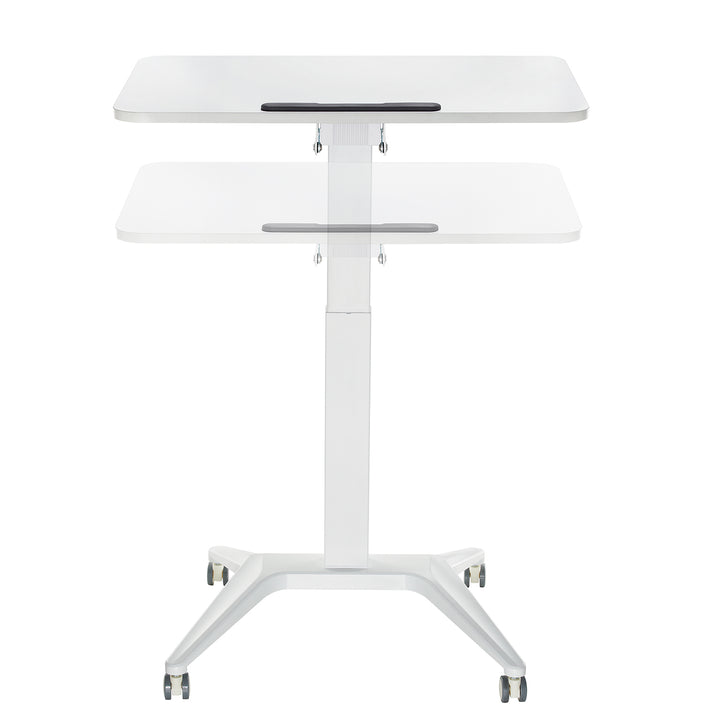 Maclean mobilt laptopbord, vitt, pneumatisk höjdjustering, 80x52cm, max 8kg, 109cm h, MC-453W