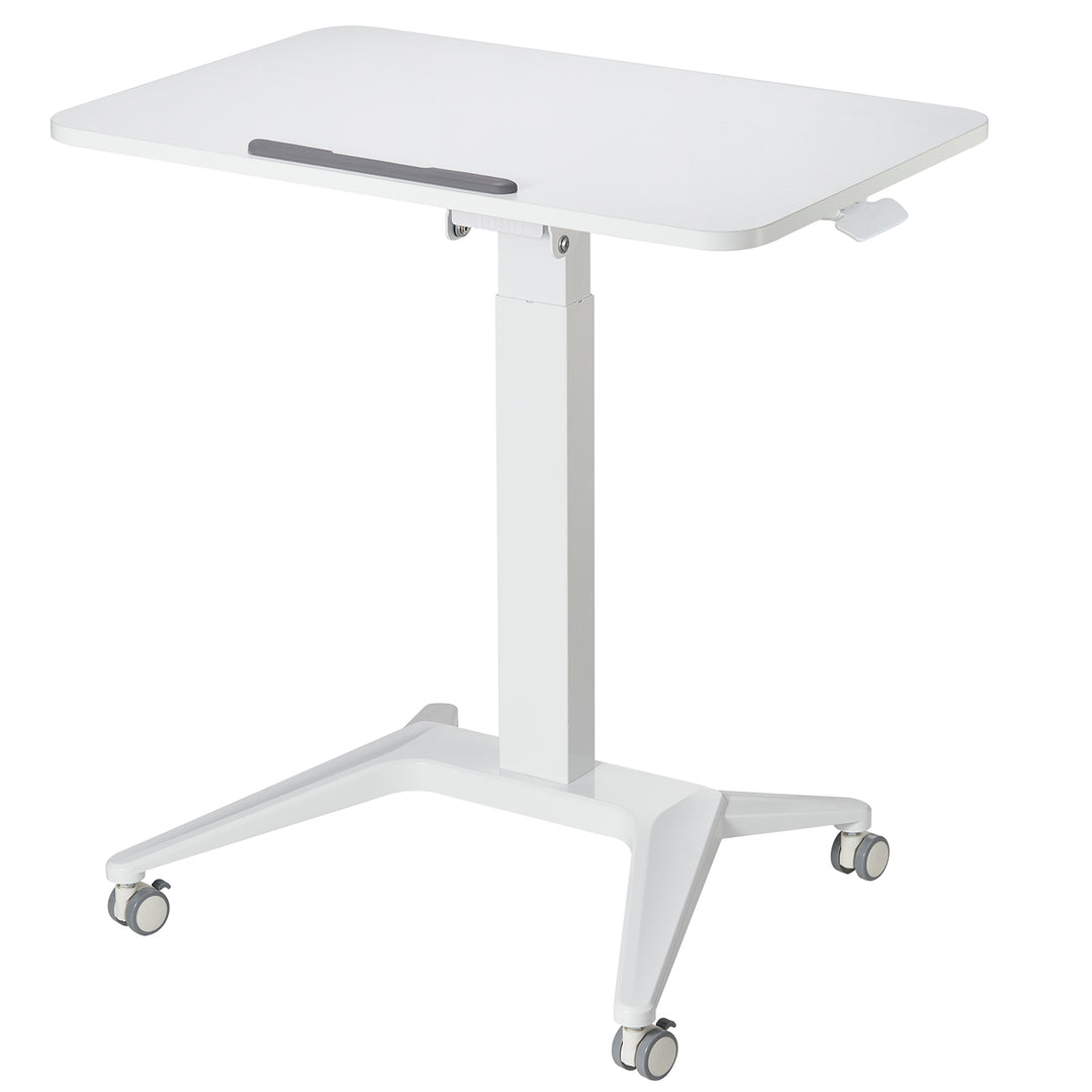 Maclean mobilt laptopbord, vitt, pneumatisk höjdjustering, 80x52cm, max 8kg, 109cm h, MC-453W