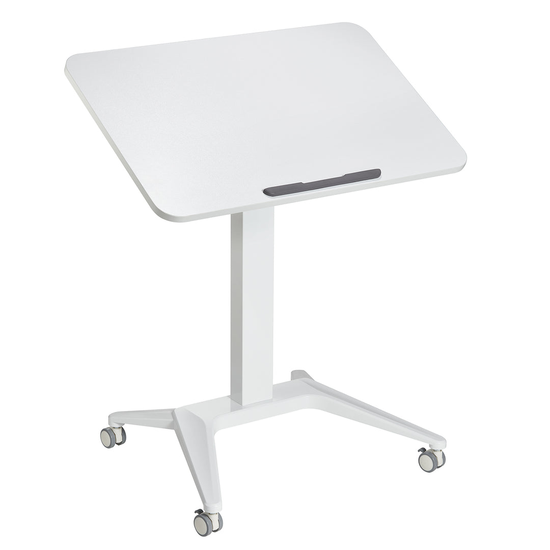 Maclean mobilt laptopbord, vitt, pneumatisk höjdjustering, 80x52cm, max 8kg, 109cm h, MC-453W