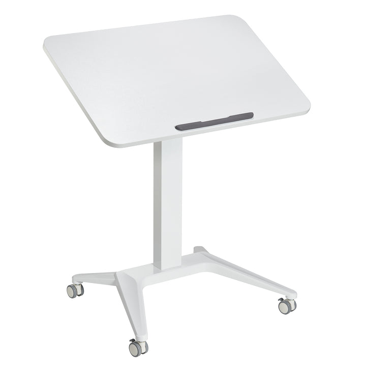 Maclean mobilt laptopbord, vitt, pneumatisk höjdjustering, 80x52cm, max 8kg, 109cm h, MC-453W
