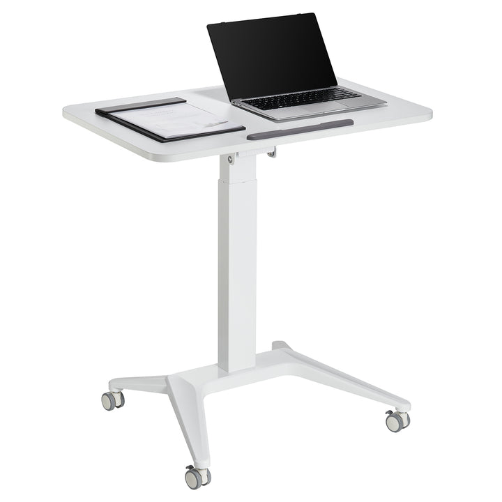 Maclean mobilt laptopbord, vitt, pneumatisk höjdjustering, 80x52cm, max 8kg, 109cm h, MC-453W