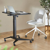 Maclean mobilt laptopbord, svart, pneumatisk höjdjustering, 80x52cm, max 8kg, 109cm h, MC-453B