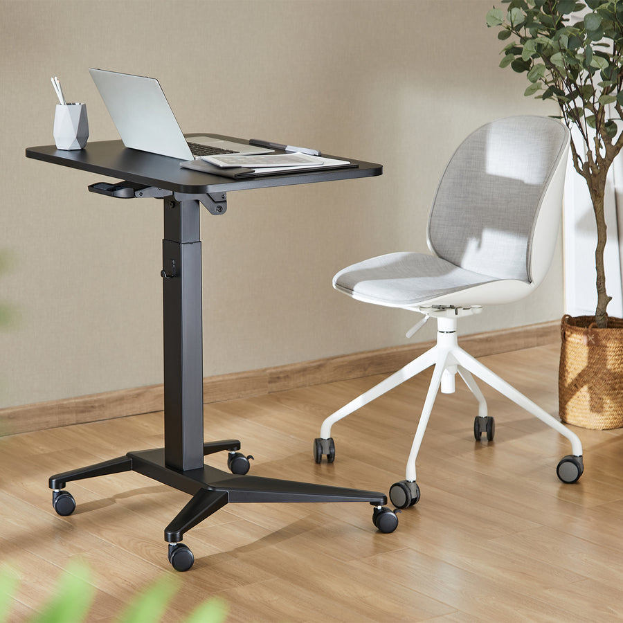 Maclean mobilt laptopbord, svart, pneumatisk höjdjustering, 80x52cm, max 8kg, 109cm h, MC-453B