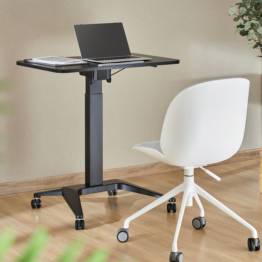 Maclean mobilt laptopbord, svart, pneumatisk höjdjustering, 80x52cm, max 8kg, 109cm h, MC-453B