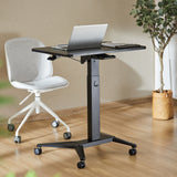 Maclean mobilt laptopbord, svart, pneumatisk höjdjustering, 80x52cm, max 8kg, 109cm h, MC-453B
