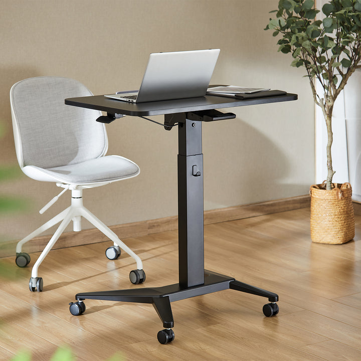 Maclean mobilt laptopbord, svart, pneumatisk höjdjustering, 80x52cm, max 8kg, 109cm h, MC-453B