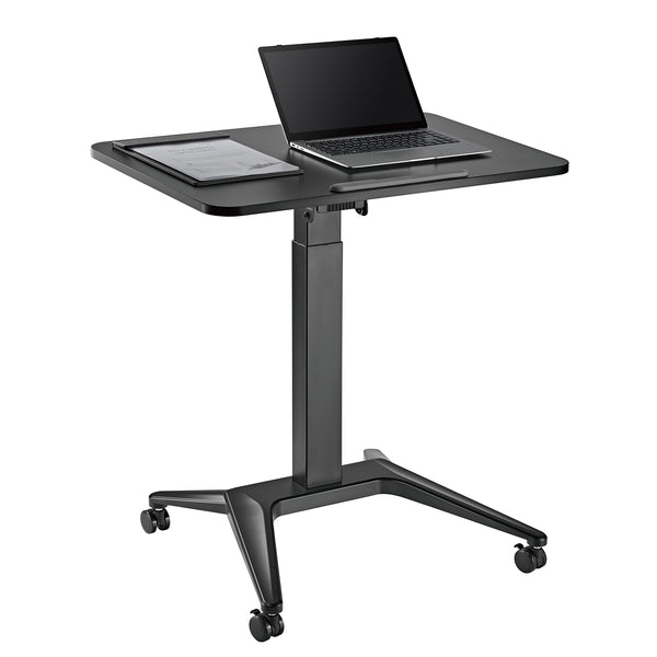 Maclean mobilt laptopbord, svart, pneumatisk höjdjustering, 80x52cm, max 8kg, 109cm h, MC-453B