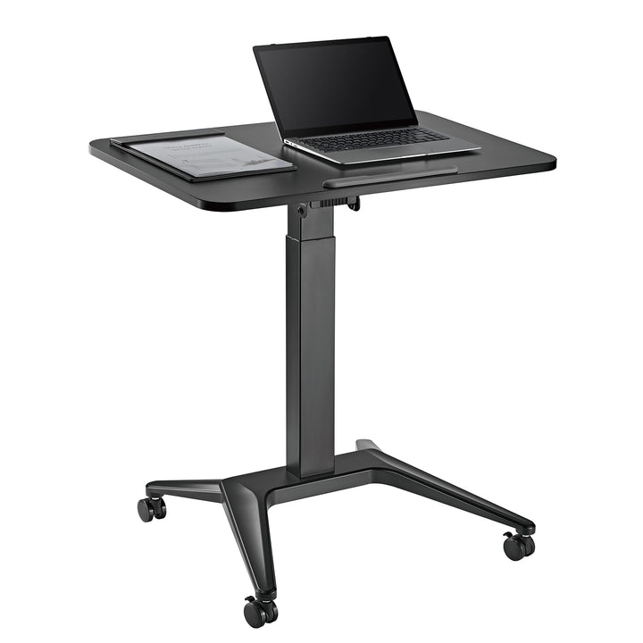 Maclean mobilt laptopbord, svart, pneumatisk höjdjustering, 80x52cm, max 8kg, 109cm h, MC-453B