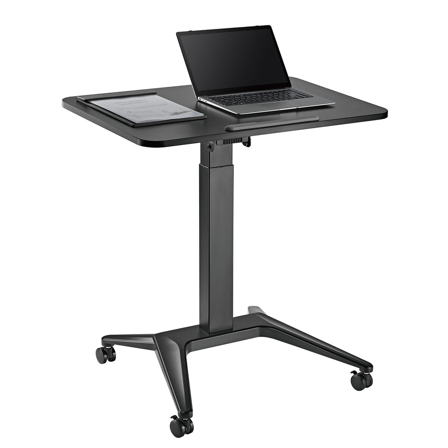 Maclean mobilt laptopbord, svart, pneumatisk höjdjustering, 80x52cm, max 8kg, 109cm h, MC-453B