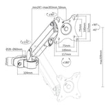 Monitorfäste för rör/stolpe 28-60 mm Maclean, 17-27'', max 7 kg, fjädermekanism, MC-459