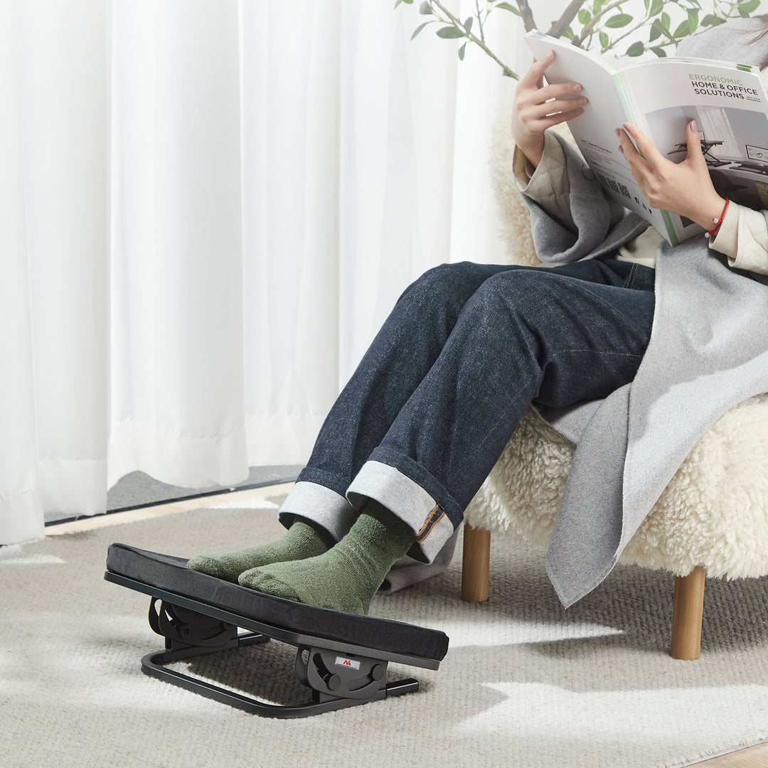 Maclean ergonomiskt fotstöd, benstöd, steglöst justerbar vinkel, avtagbar dyna, MC-460