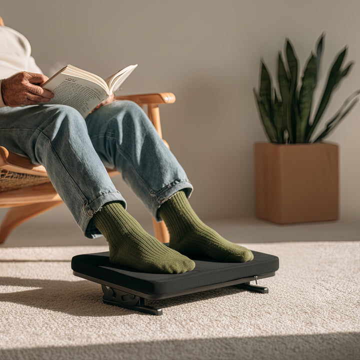 Maclean ergonomiskt fotstöd, benstöd, steglöst justerbar vinkel, avtagbar dyna, MC-460