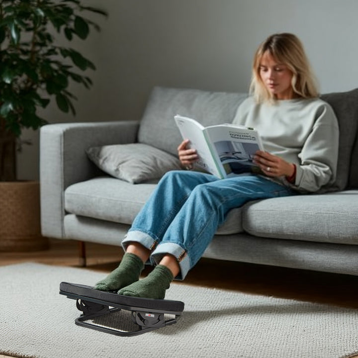 Maclean ergonomiskt fotstöd, benstöd, steglöst justerbar vinkel, avtagbar dyna, MC-460