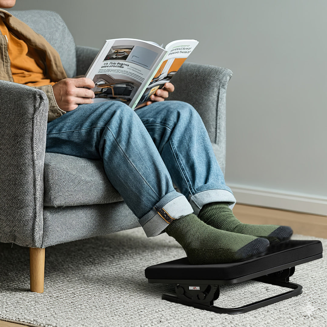 Maclean ergonomiskt fotstöd, benstöd, steglöst justerbar vinkel, avtagbar dyna, MC-460