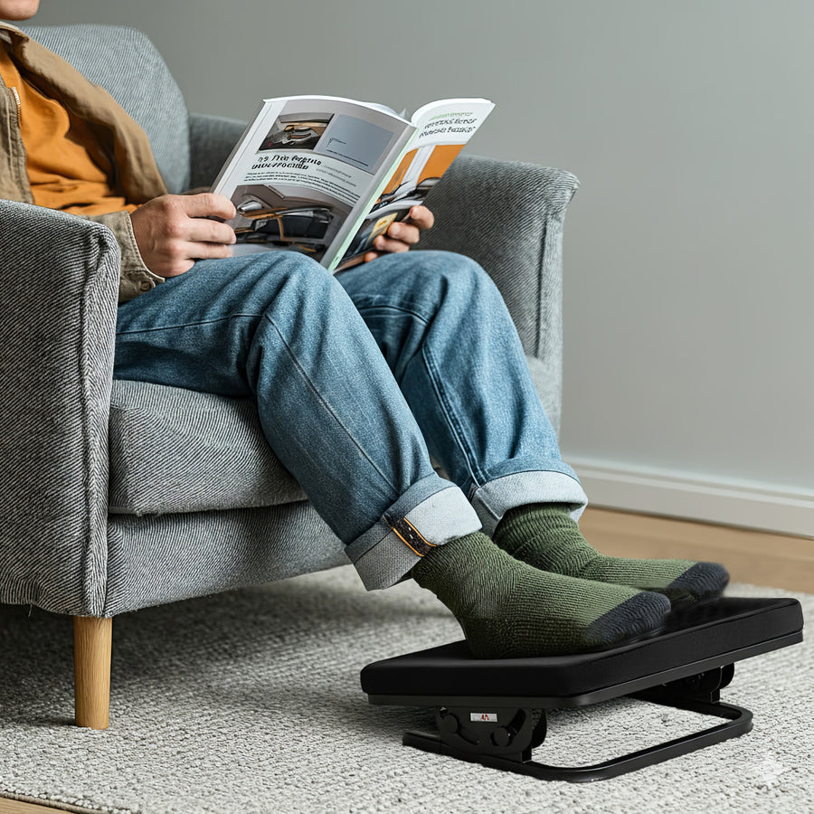Maclean ergonomiskt fotstöd, benstöd, steglöst justerbar vinkel, avtagbar dyna, MC-460
