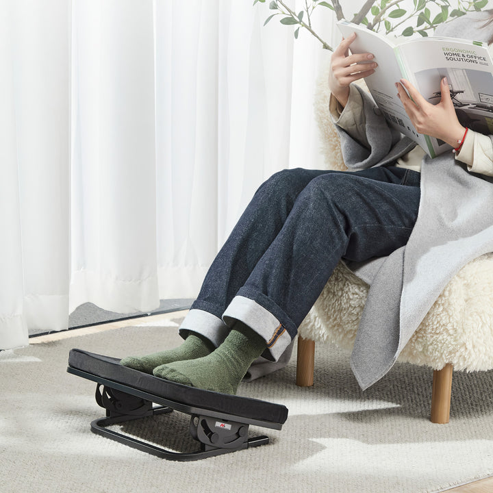 Maclean ergonomiskt fotstöd, benstöd, steglöst justerbar vinkel, avtagbar dyna, MC-460