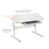 Ergo Office barnbord, höjdjusterbart, grått, max 40kg,900x600mm, ER-483