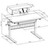 Ergo Office barnbord, höjdjusterbart, grått, max 40kg,900x600mm, ER-483