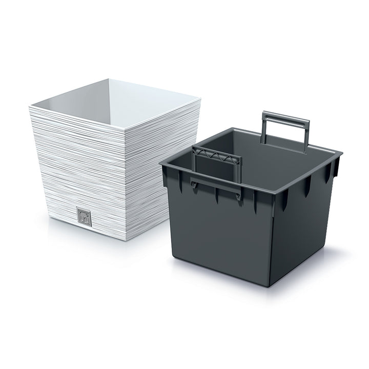 Prosperplast Furu Square Low blomkruka med insats DFS300-S449 - vit