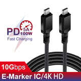 Kabel 2 x USB-C 100W Maclean, stöd för PD, dataöverföring upp till 10 Gbps, 5A, , svart, längd 2m, MCE492