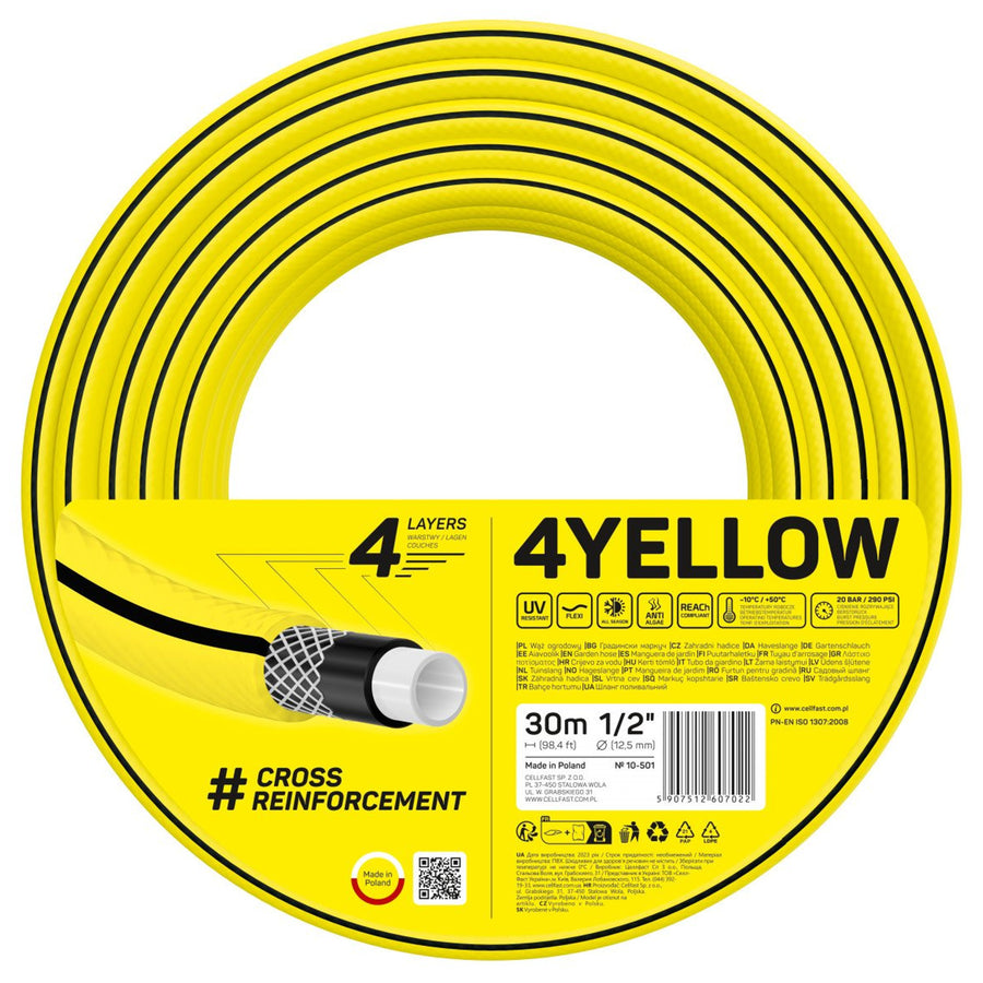 CELLFAST 4YELLOW trädgårdsslang 10-501 1/2" 30m 4-lagig