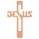 Hängande träkors med texten JESUS naturlig 22x14x1,6cm