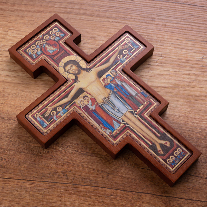 Träkors från San Damiano - Sankt Franciskus kors brun 14x10x1,8cm