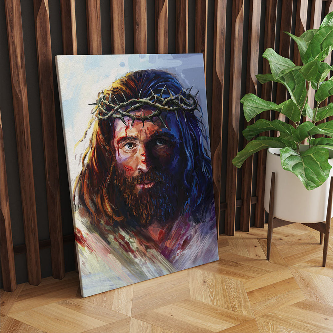 Canvasmålning Jesus Kristus i törnekronan 40x60cm