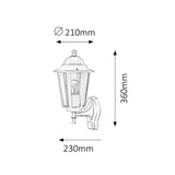 Rabalux Velence Vägglampa med E27-Gänga 60 W Med Rörelsesensor Skyddsgrad IP43