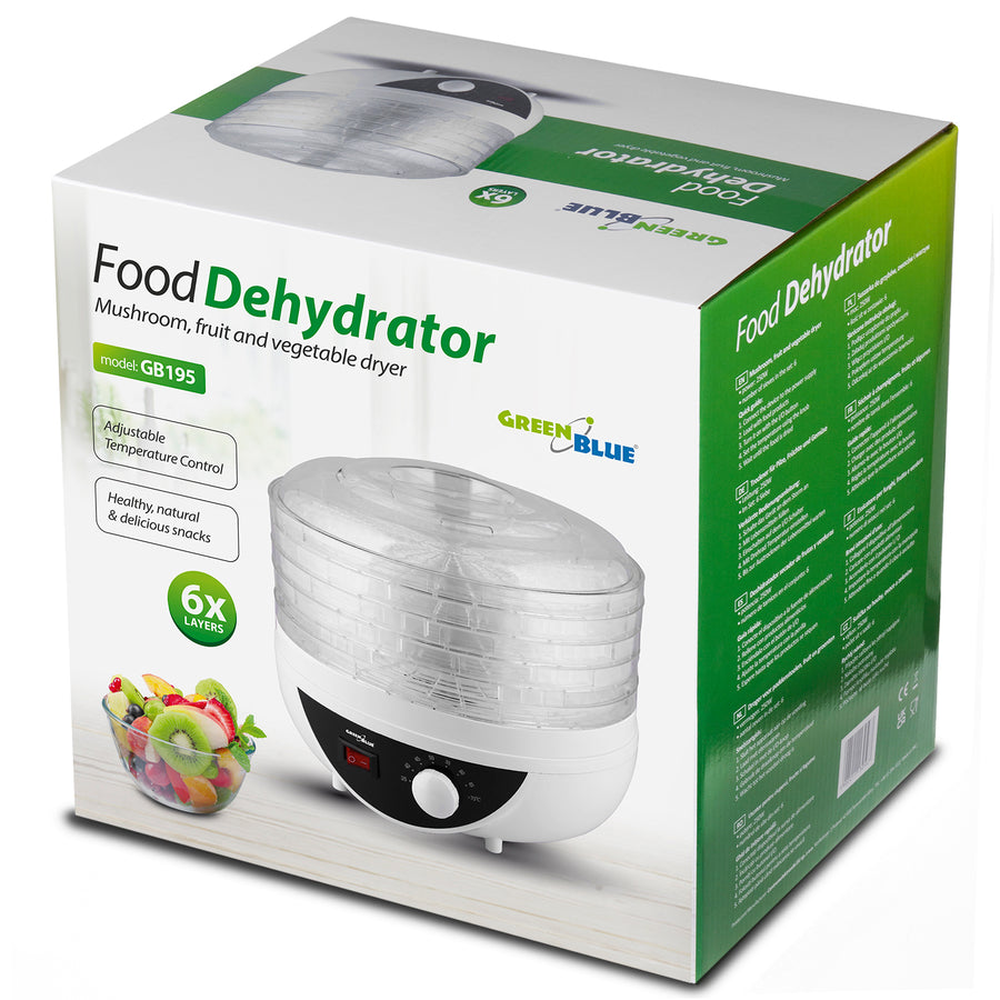 GreenBlue svamp-, grönsaks- och frukttork, 250W, extra tyst, 5 siktar, GB195