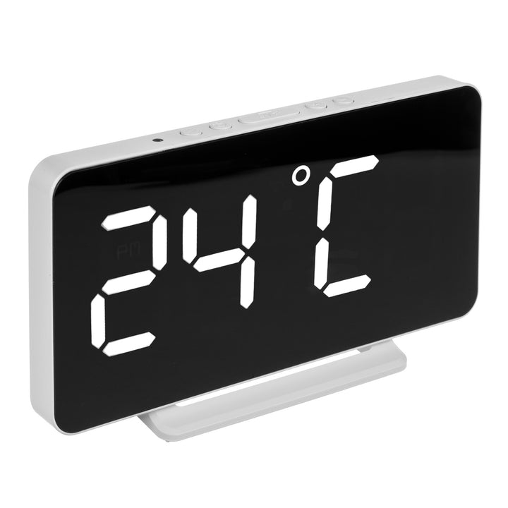 Klocka med alarm och termometerfunktion, grönblå, vit, GB383