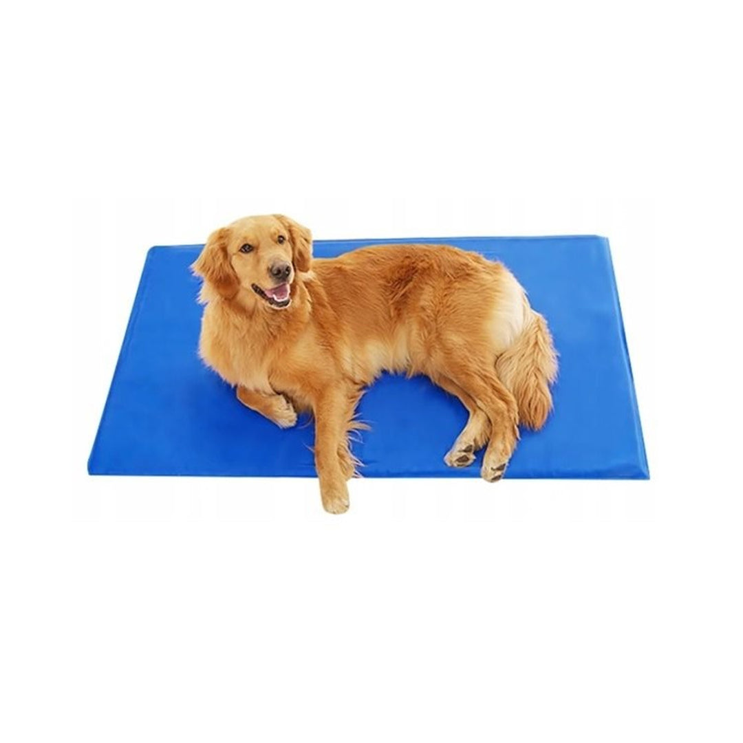 Kylande gelmatta för husdjur hund katt 70 x 110 cm blå